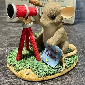 Charming Mouse with Telescope Sculpture